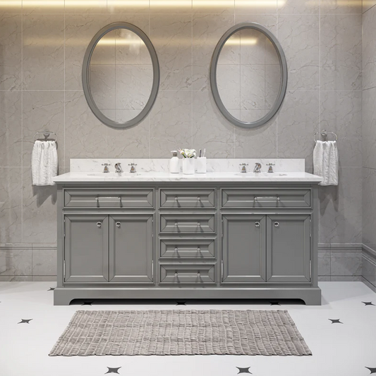 [CLEARANCE] Water Creation Derby Cashmere Grey 72” Bathroom Vanity [BASE ONLY]