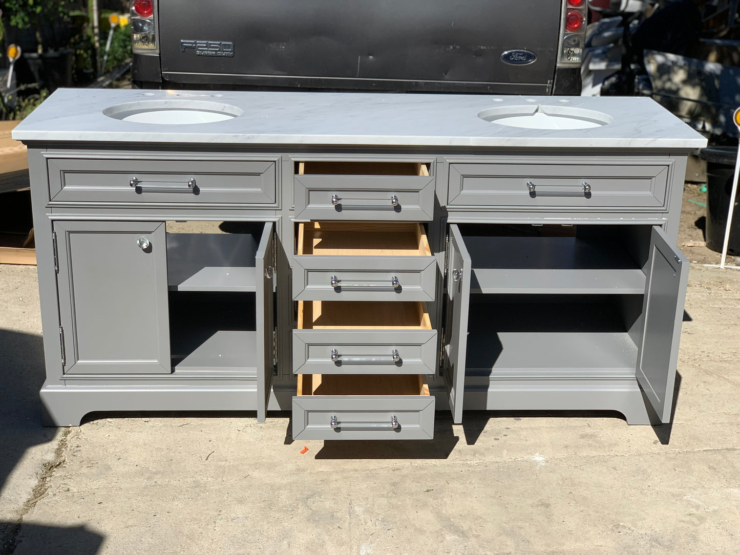 [CLEARANCE] Water Creation Derby Cashmere Grey 72” Bathroom Vanity [BASE ONLY]