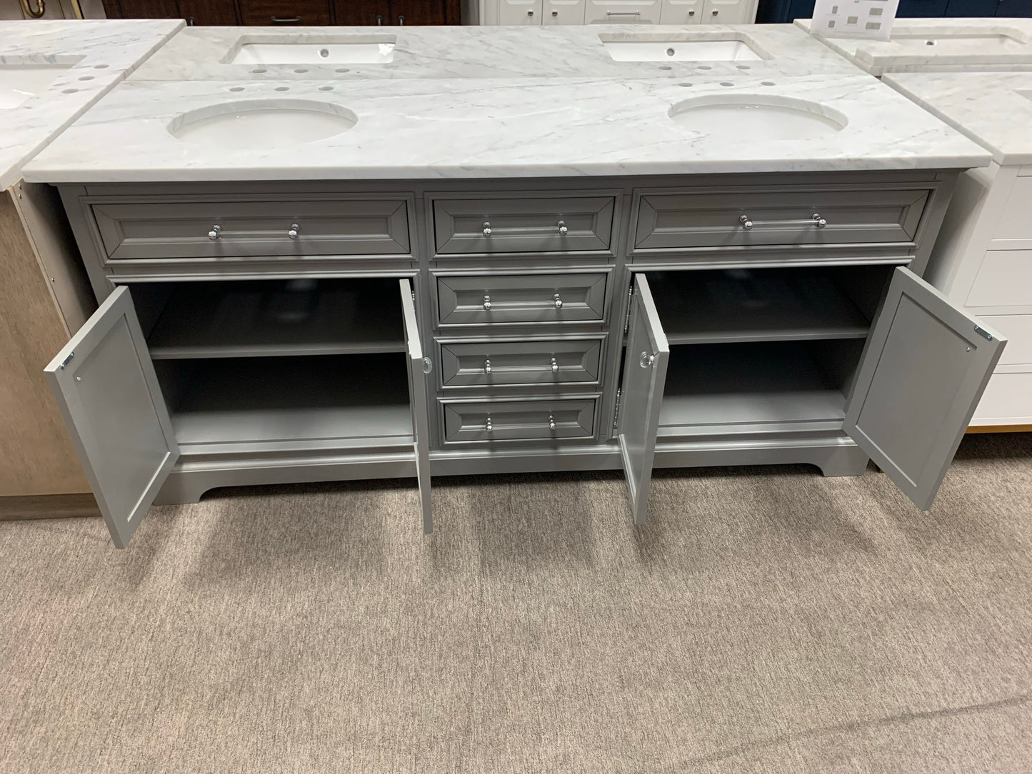 [CLEARANCE] Water Creation Derby Cashmere Grey 72” Bathroom Vanity [BASE ONLY]