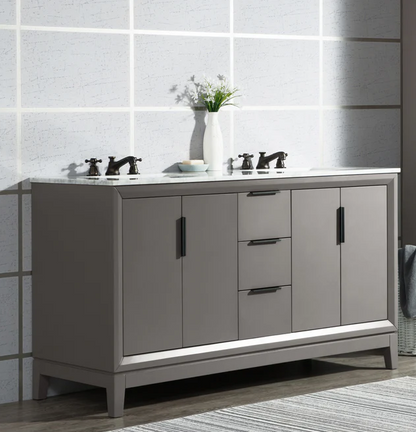 [CLEARANCE] Water Creation Elizabeth Cashmere Grey 60" Bathroom Vanity [BASE ONLY]