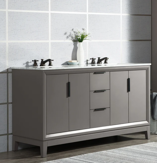 [CLEARANCE] Water Creation Elizabeth Cashmere Grey 60" Bathroom Vanity [BASE ONLY]