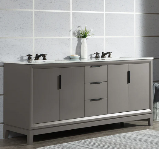 [CLEARANCE] Water Creation Elizabeth Cashmere Grey 72” Bathroom Vanity [BASE ONLY]