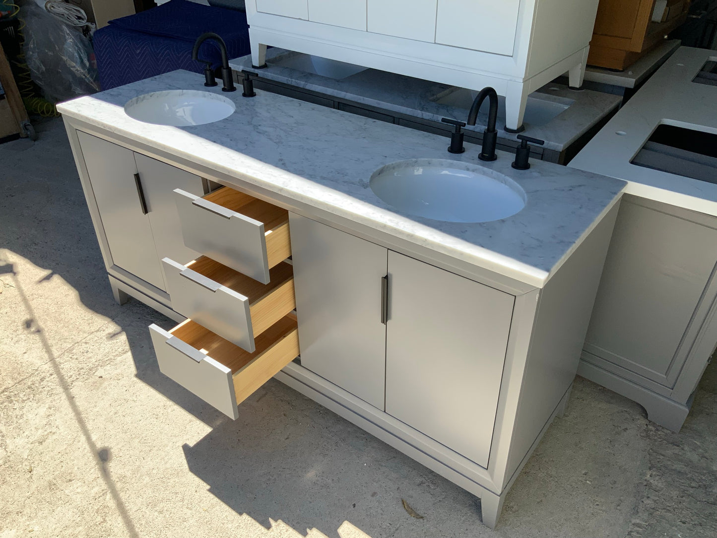 [CLEARANCE] Water Creation Elizabeth Cashmere Grey 60" Bathroom Vanity [BASE ONLY]
