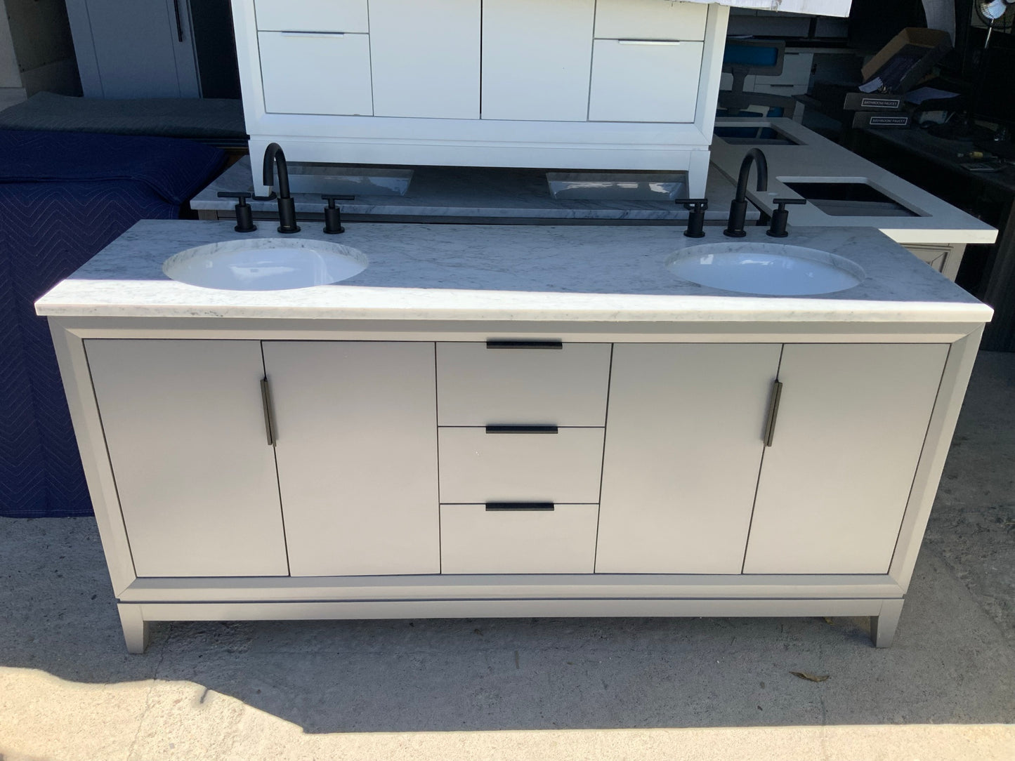[CLEARANCE] Water Creation Elizabeth Cashmere Grey 60" Bathroom Vanity [BASE ONLY]