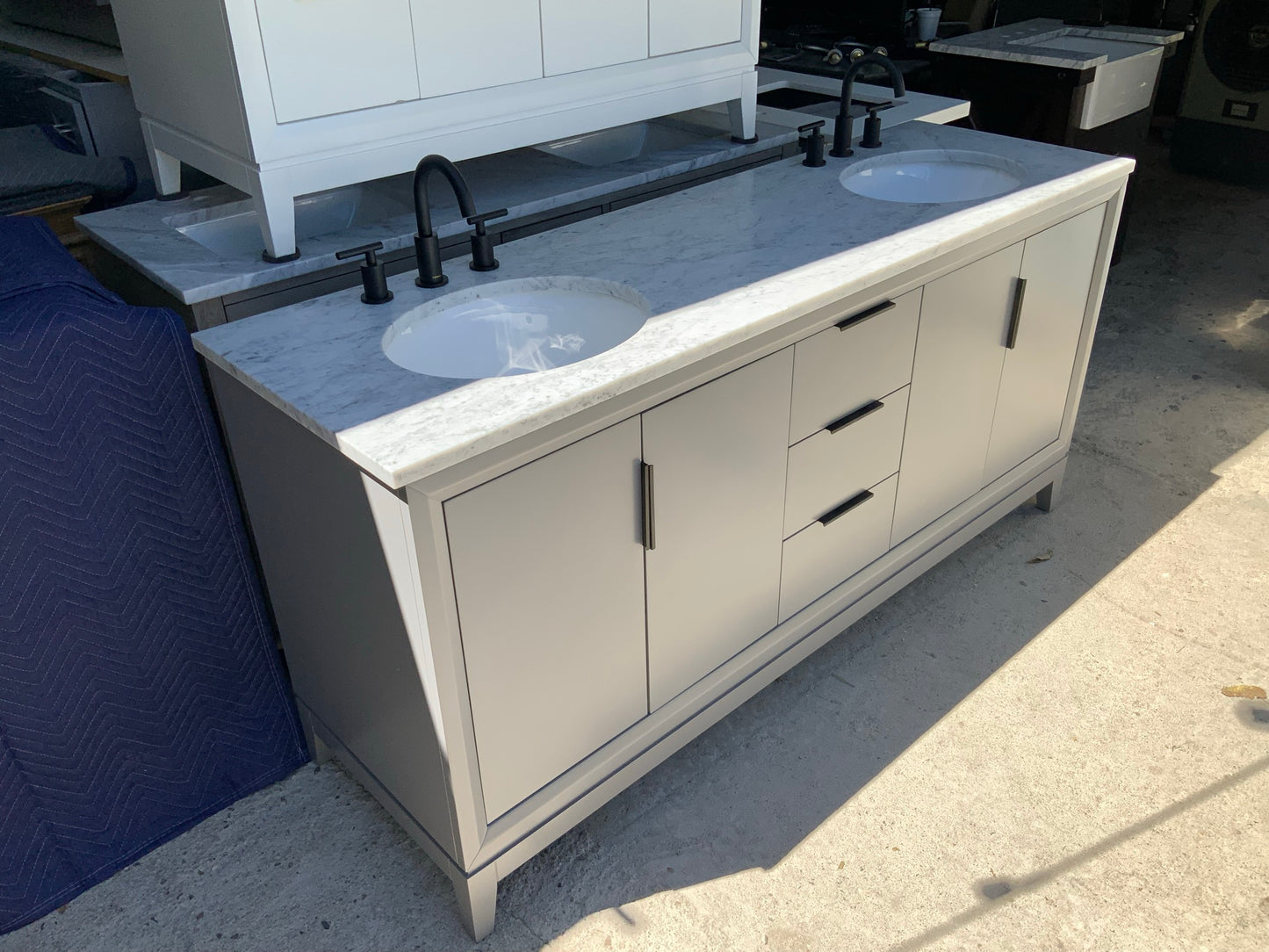 [CLEARANCE] Water Creation Elizabeth Cashmere Grey 60" Bathroom Vanity [BASE ONLY]