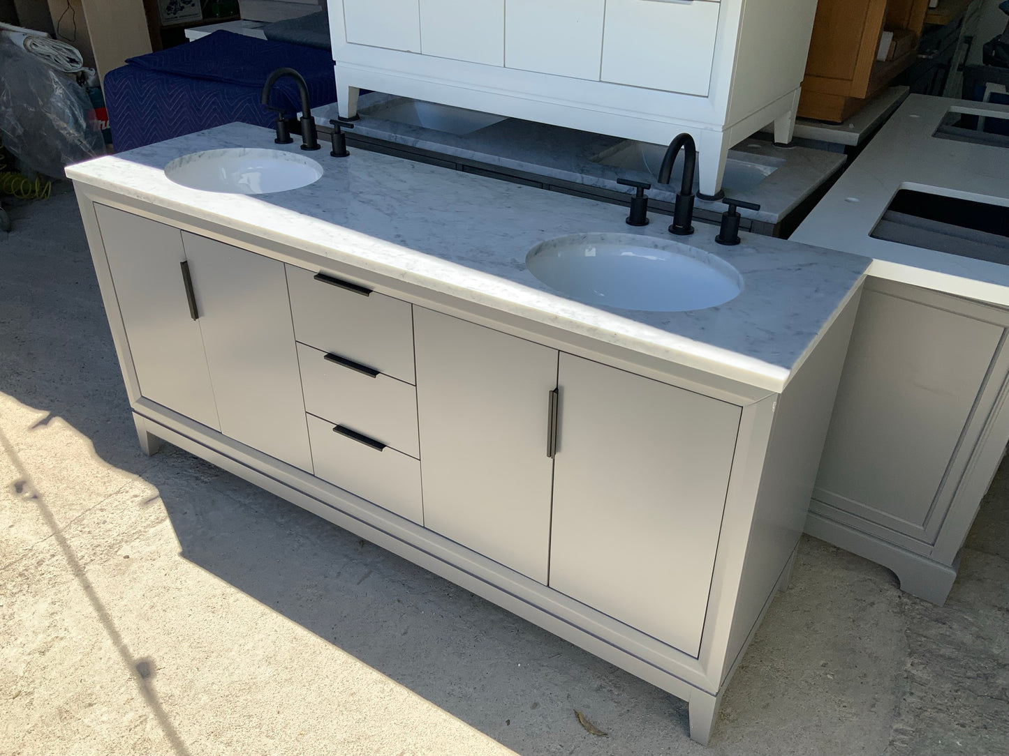 [CLEARANCE] Water Creation Elizabeth Cashmere Grey 60" Bathroom Vanity [BASE ONLY]