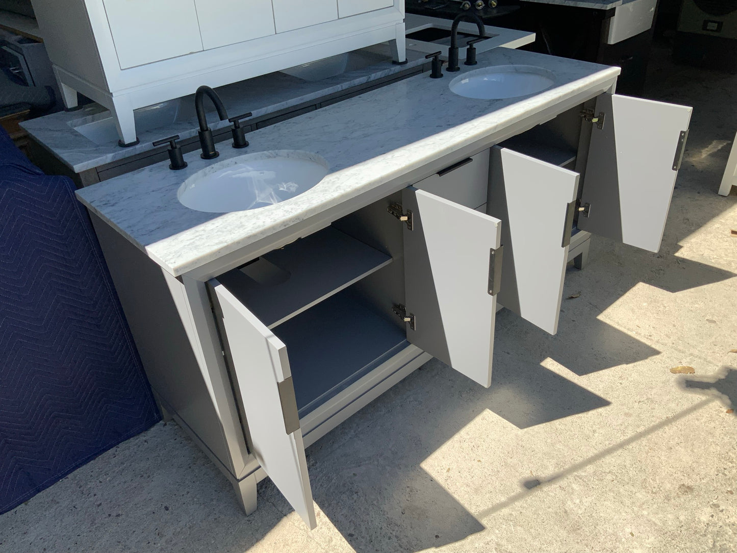 [CLEARANCE] Water Creation Elizabeth Cashmere Grey 72” Bathroom Vanity [BASE ONLY]