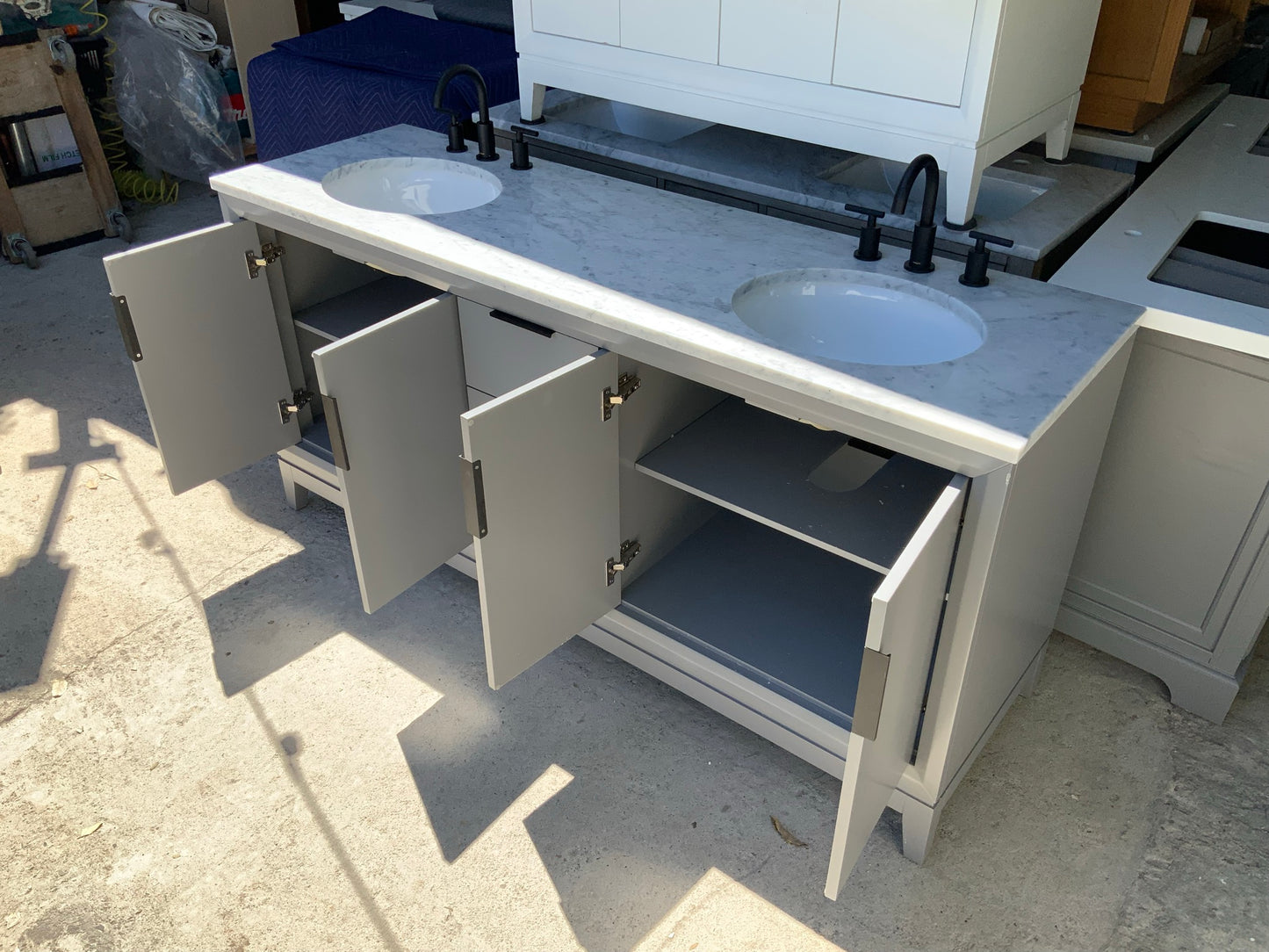 [CLEARANCE] Water Creation Elizabeth Cashmere Grey 60" Bathroom Vanity [BASE ONLY]