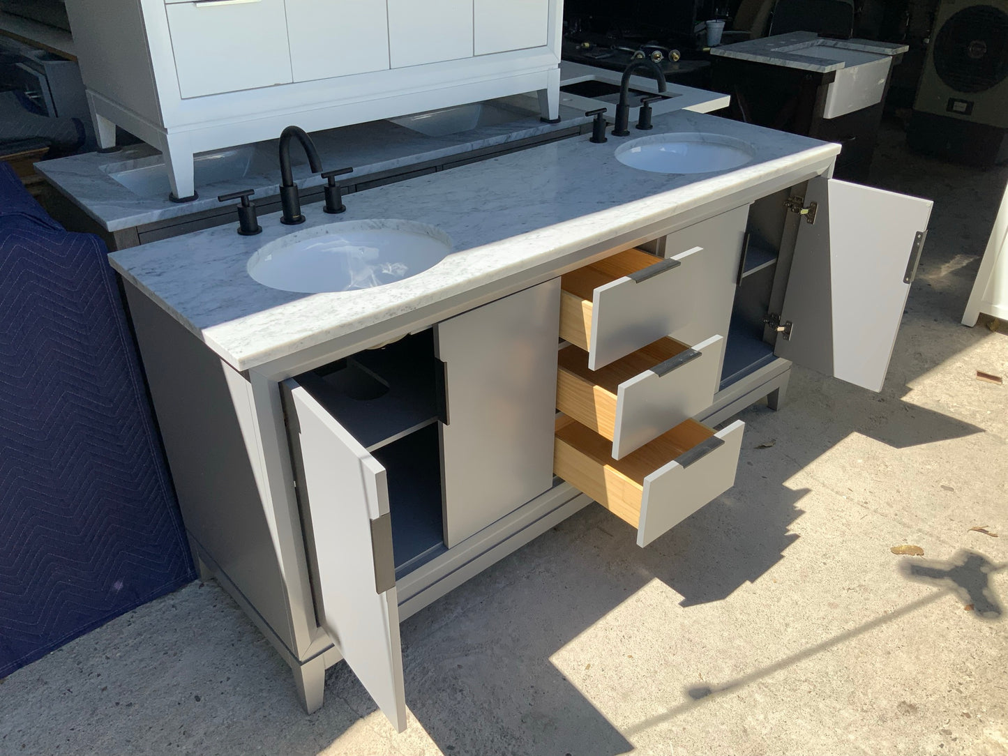 [CLEARANCE] Water Creation Elizabeth Cashmere Grey 60" Bathroom Vanity [BASE ONLY]