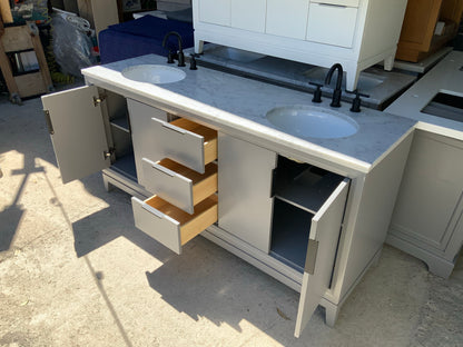 [CLEARANCE] Water Creation Elizabeth Cashmere Grey 60" Bathroom Vanity [BASE ONLY]