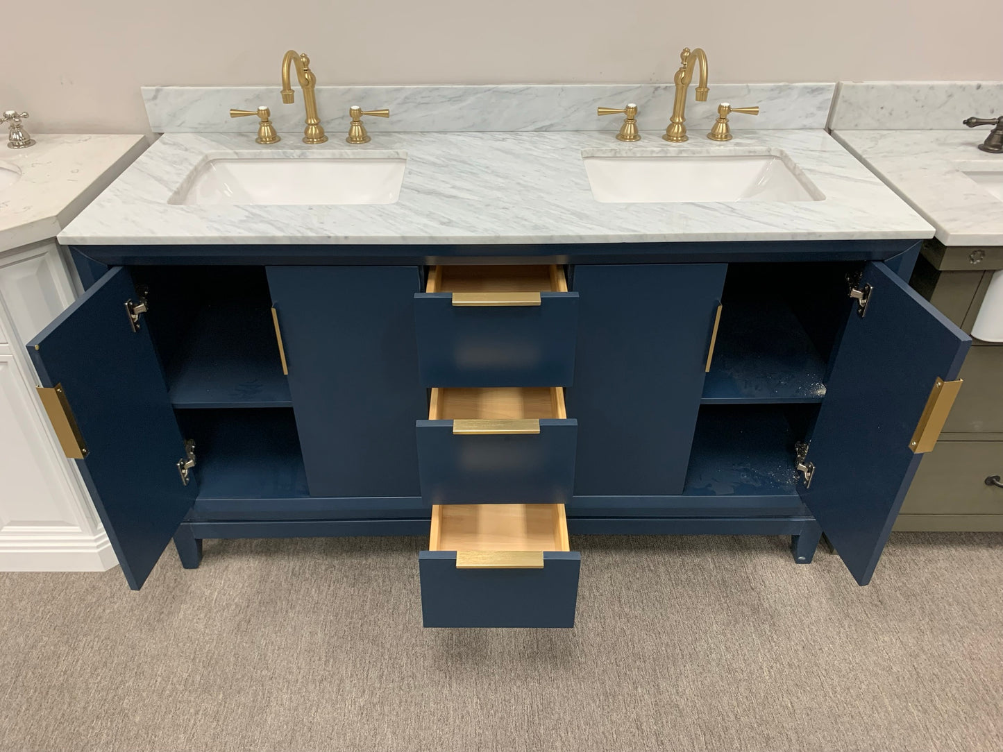 [CLEARANCE] Water Creation Elizabeth Monarch Blue 60" Bathroom Vanity [BASE ONLY]