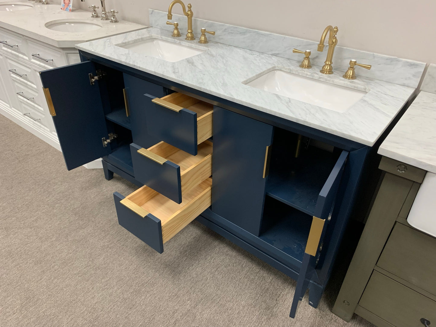[CLEARANCE] Water Creation Elizabeth Monarch Blue 60" Bathroom Vanity [BASE ONLY]