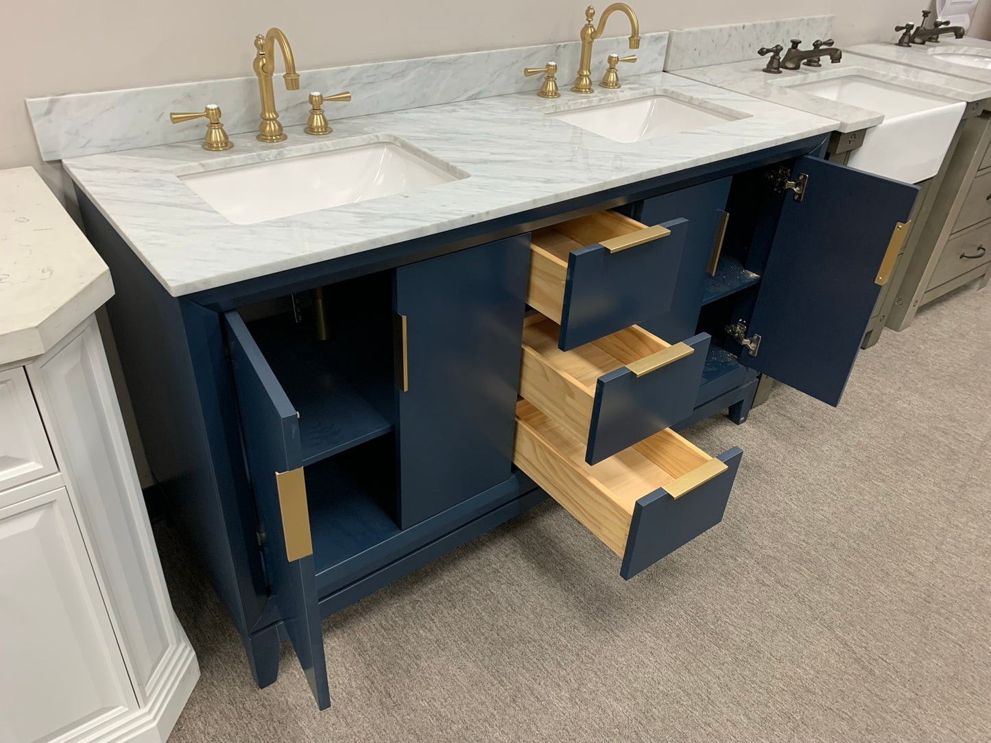 [CLEARANCE] Water Creation Elizabeth Monarch Blue 60" Bathroom Vanity [BASE ONLY]