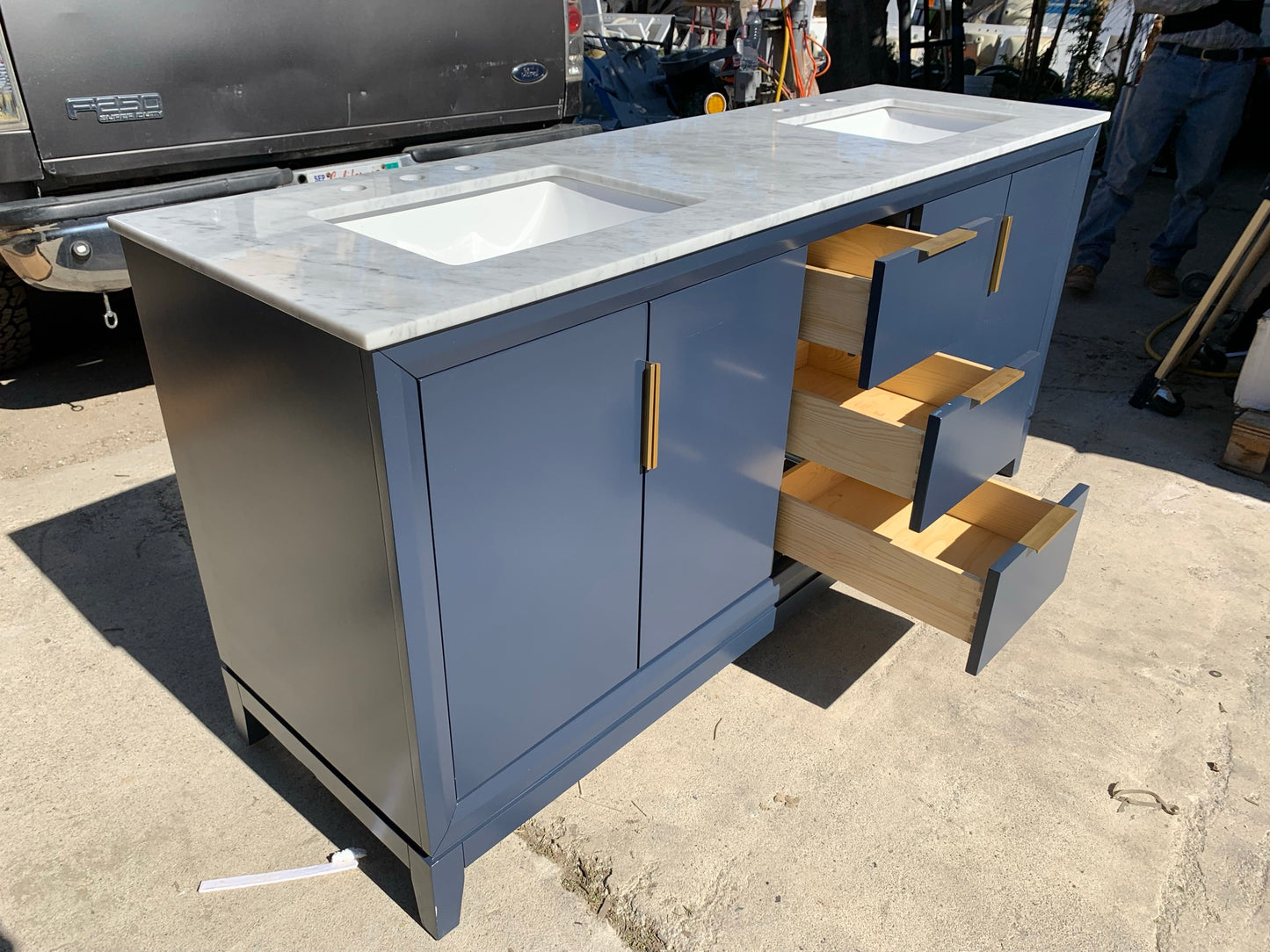 [CLEARANCE] Water Creation Elizabeth Monarch Blue 72” Bathroom Vanity [BASE ONLY]