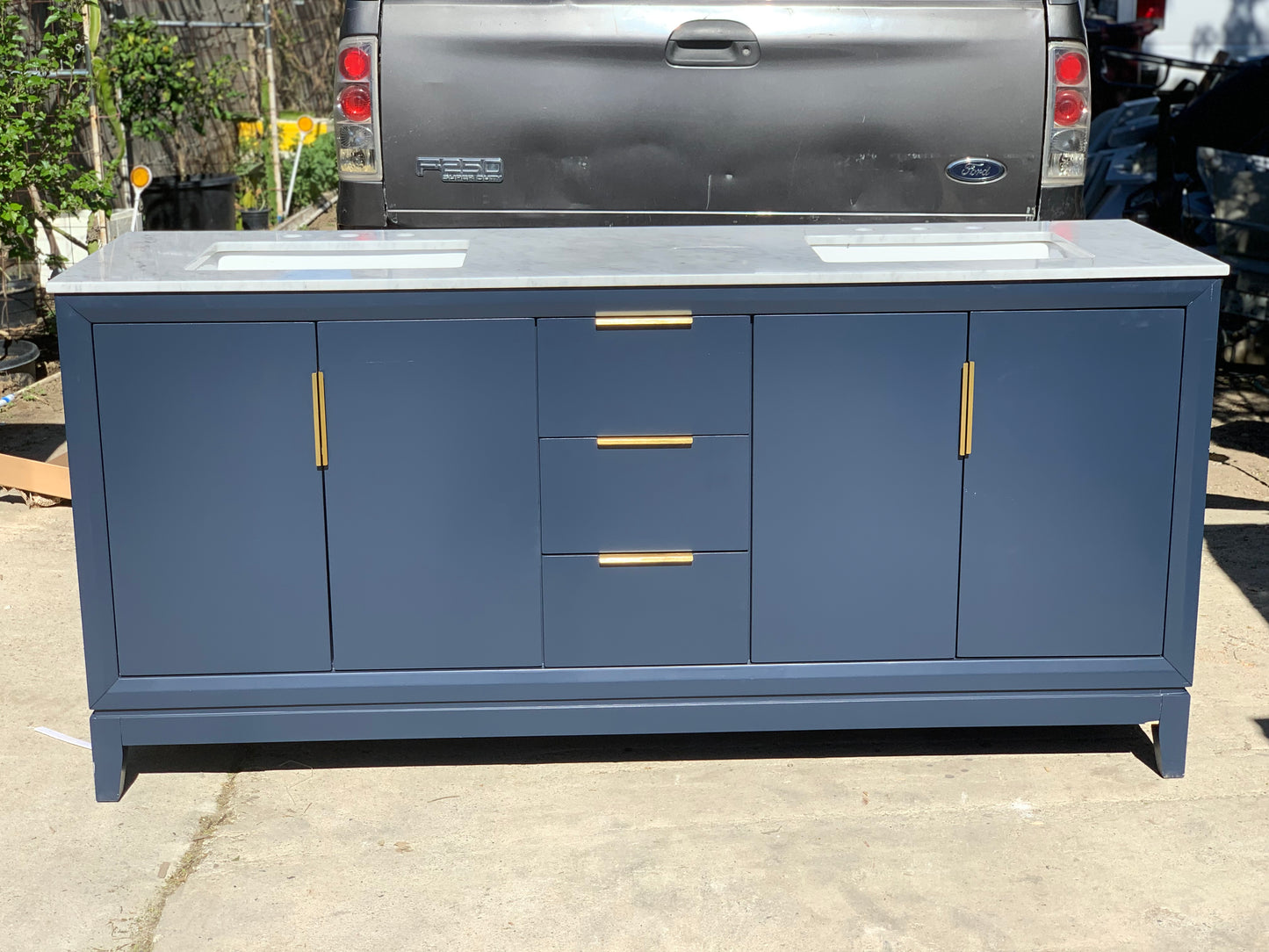 [CLEARANCE] Water Creation Elizabeth Monarch Blue 72” Bathroom Vanity [BASE ONLY]