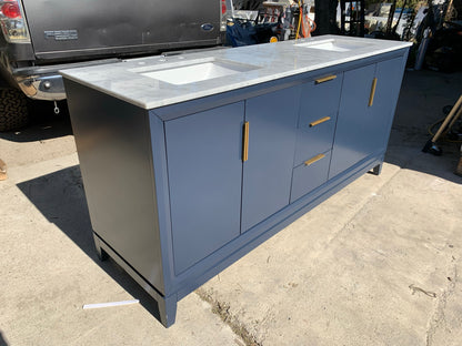[CLEARANCE] Water Creation Elizabeth Monarch Blue 72” Bathroom Vanity [BASE ONLY]
