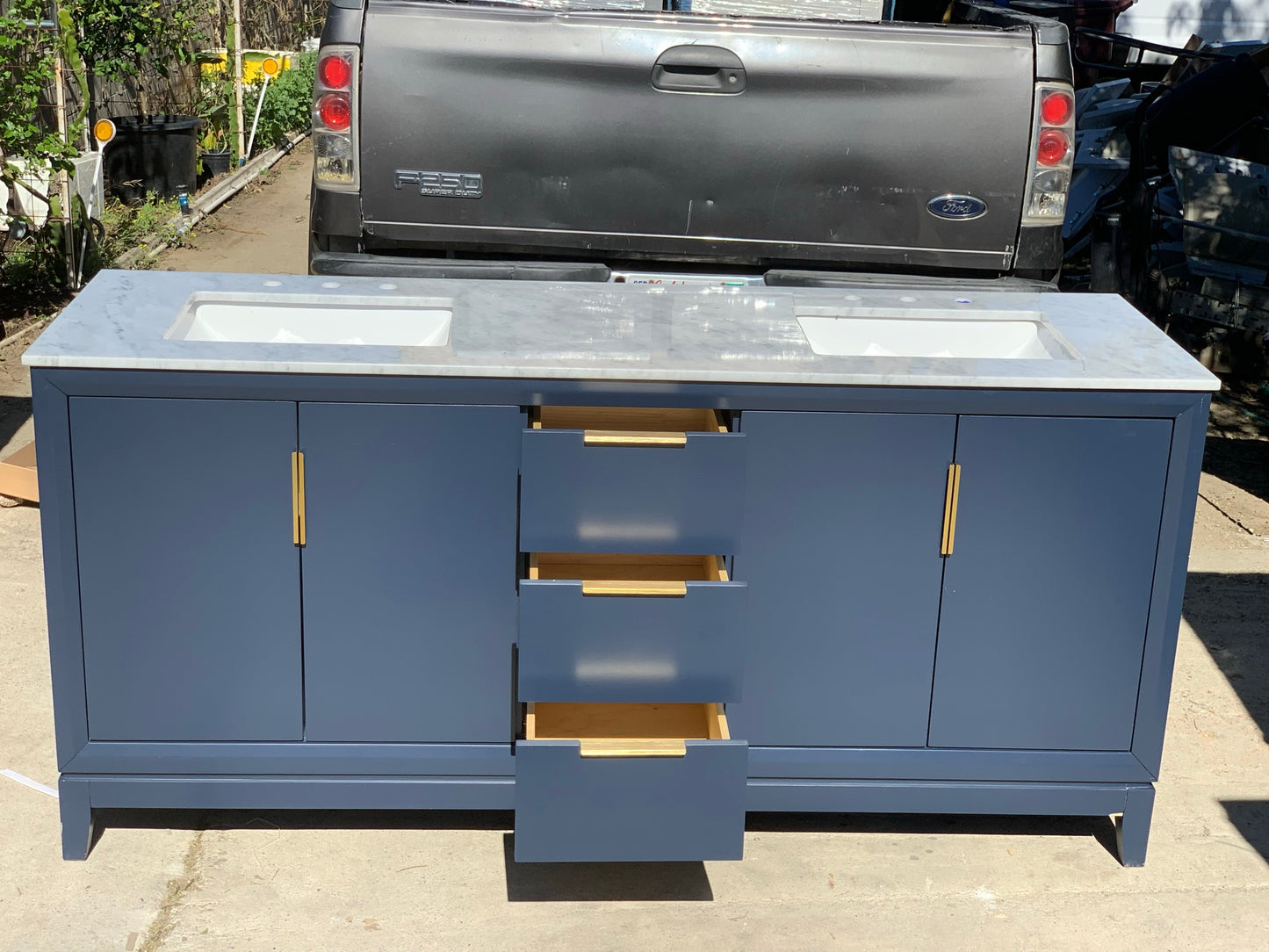 [CLEARANCE] Water Creation Elizabeth Monarch Blue 72” Bathroom Vanity [BASE ONLY]