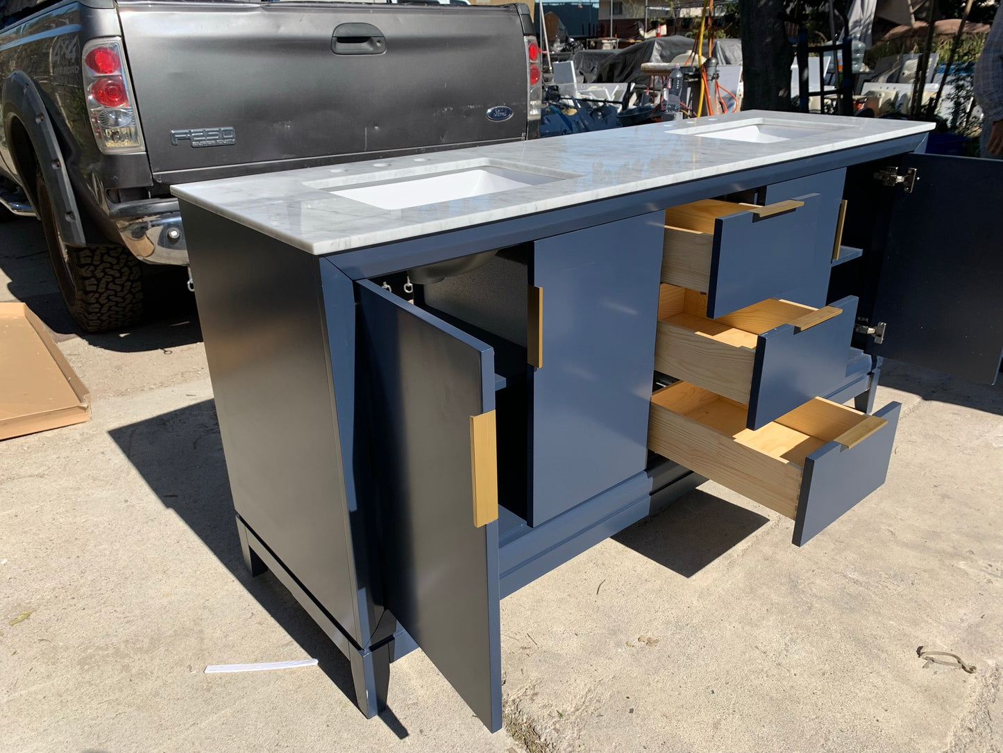 [CLEARANCE] Water Creation Elizabeth Monarch Blue 72” Bathroom Vanity [BASE ONLY]