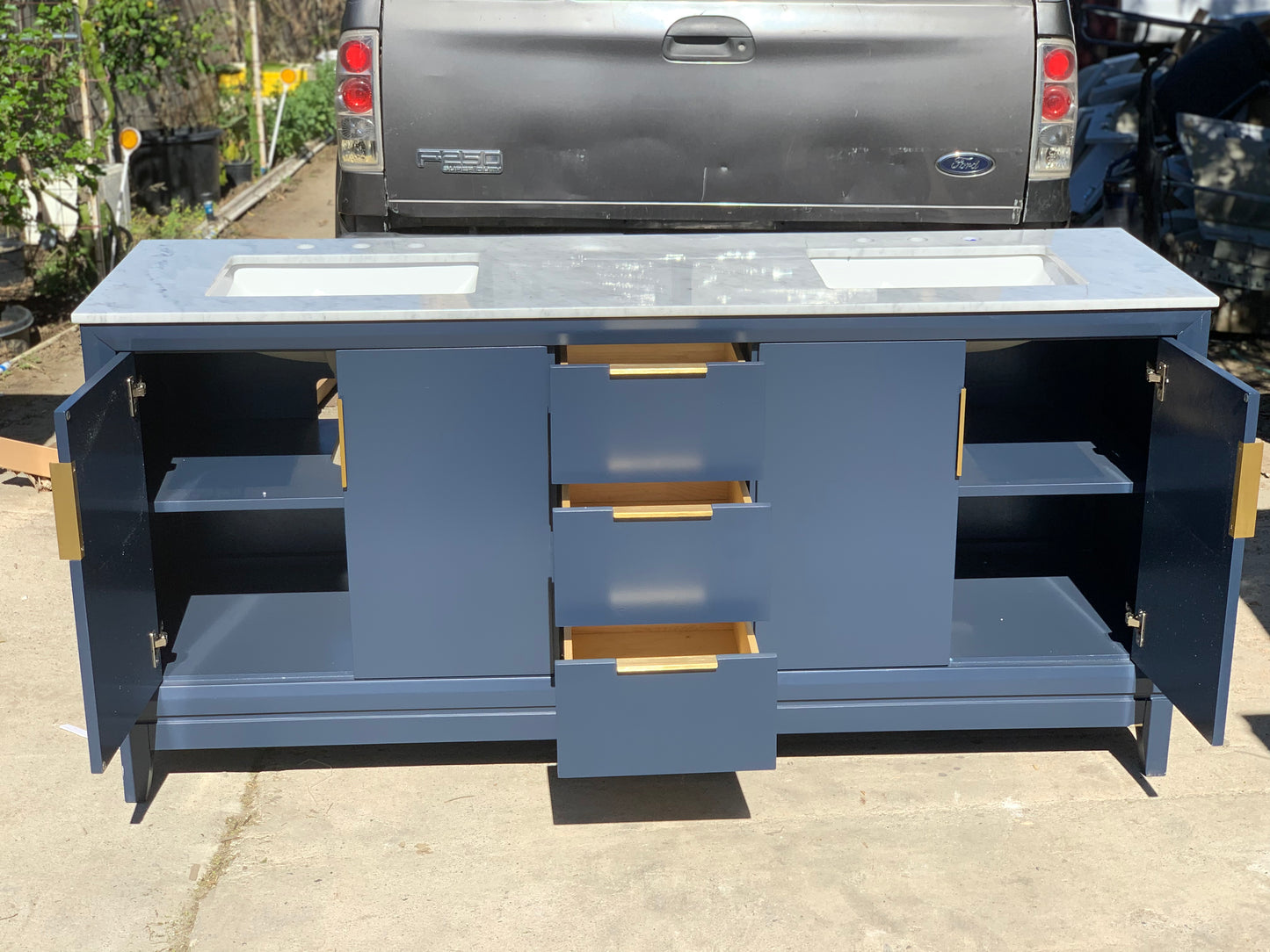 [CLEARANCE] Water Creation Elizabeth Monarch Blue 72” Bathroom Vanity [BASE ONLY]