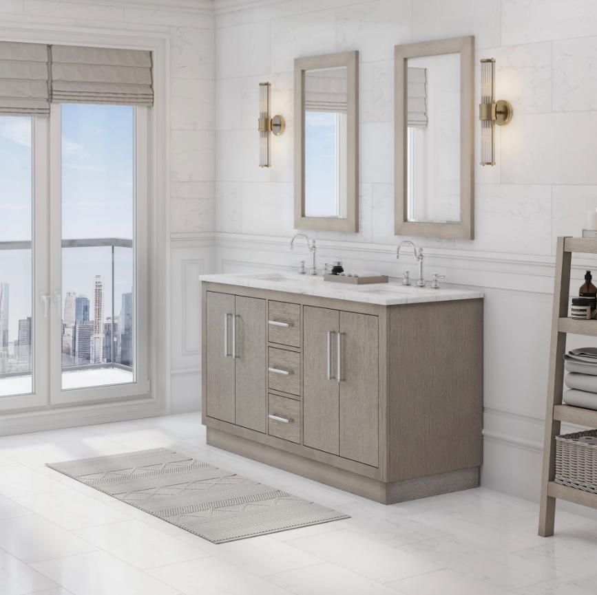 [CLEARANCE] Water Creation Hugo Grey Oak 60" Bathroom Vanity [BASE ONLY]