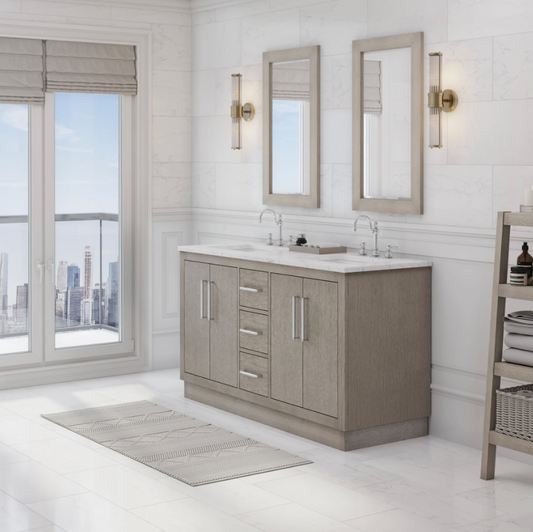 [CLEARANCE] Water Creation Hugo Grey Oak 60" Bathroom Vanity [BASE ONLY]