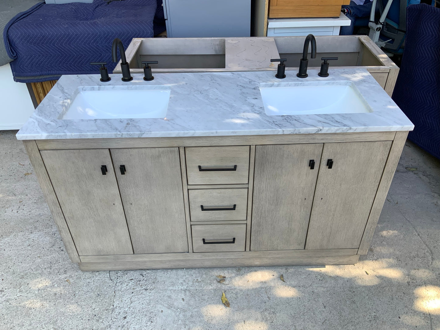 [CLEARANCE] Water Creation Hugo Grey Oak 60" Bathroom Vanity [BASE ONLY]