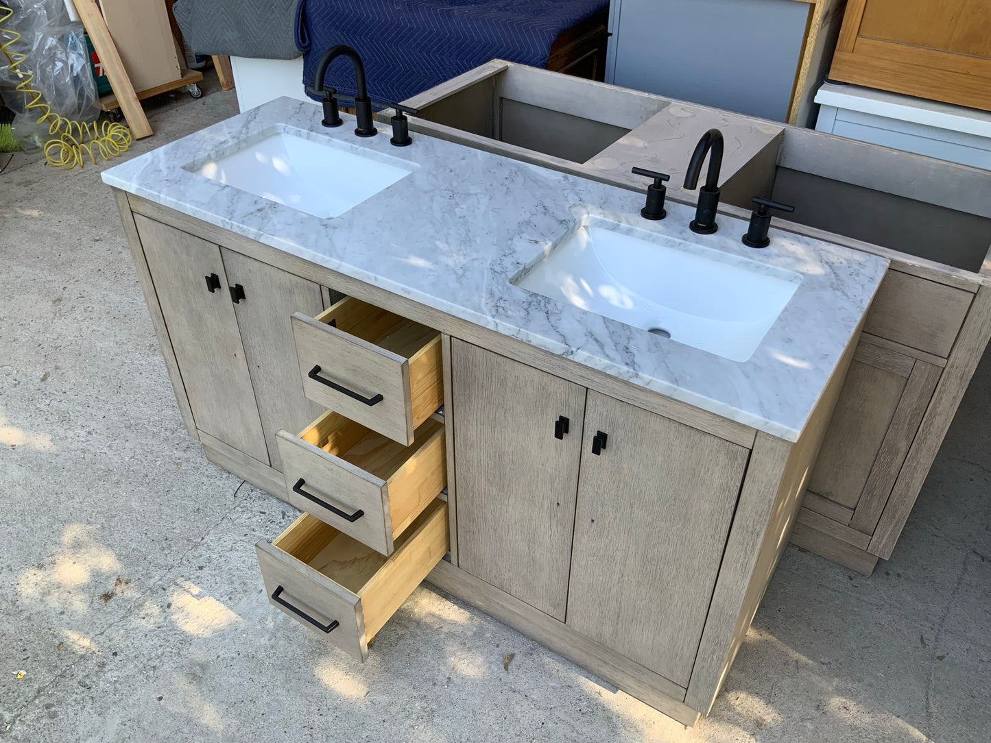 [CLEARANCE] Water Creation Hugo Grey Oak 60" Bathroom Vanity [BASE ONLY]