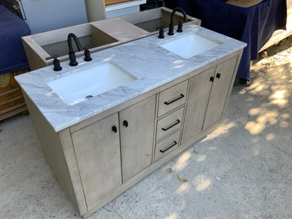 [CLEARANCE] Water Creation Hugo Grey Oak 60" Bathroom Vanity [BASE ONLY]