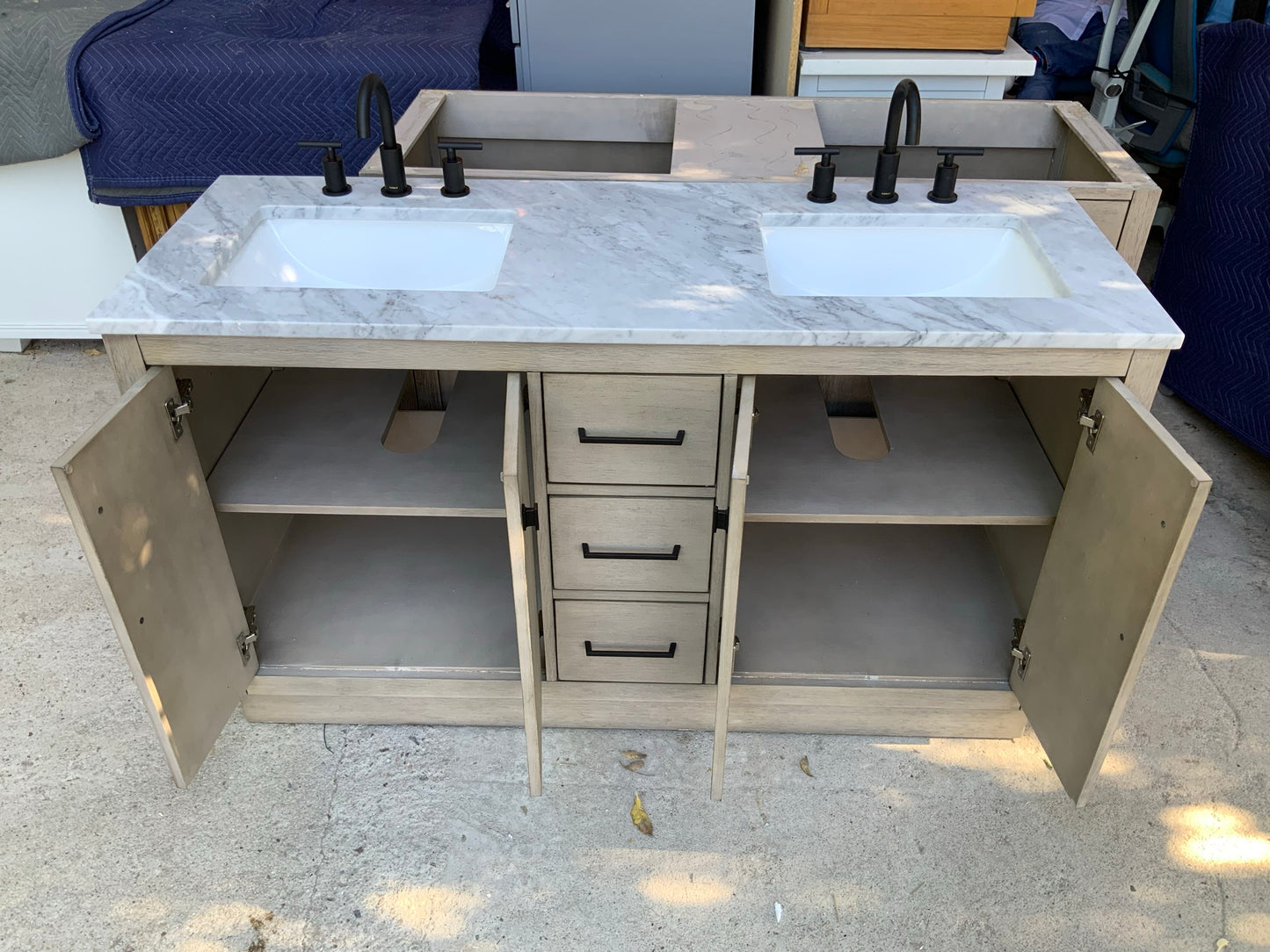 [CLEARANCE] Water Creation Hugo Grey Oak 60" Bathroom Vanity [BASE ONLY]