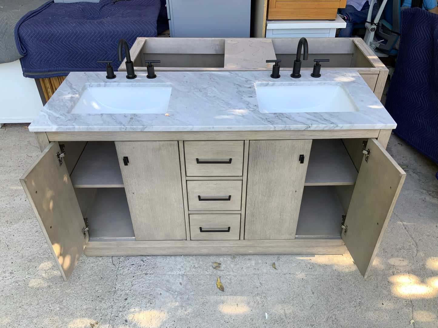 [CLEARANCE] Water Creation Hugo Grey Oak 60" Bathroom Vanity [BASE ONLY]