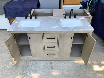 [CLEARANCE] Water Creation Hugo Grey Oak 60" Bathroom Vanity [BASE ONLY]