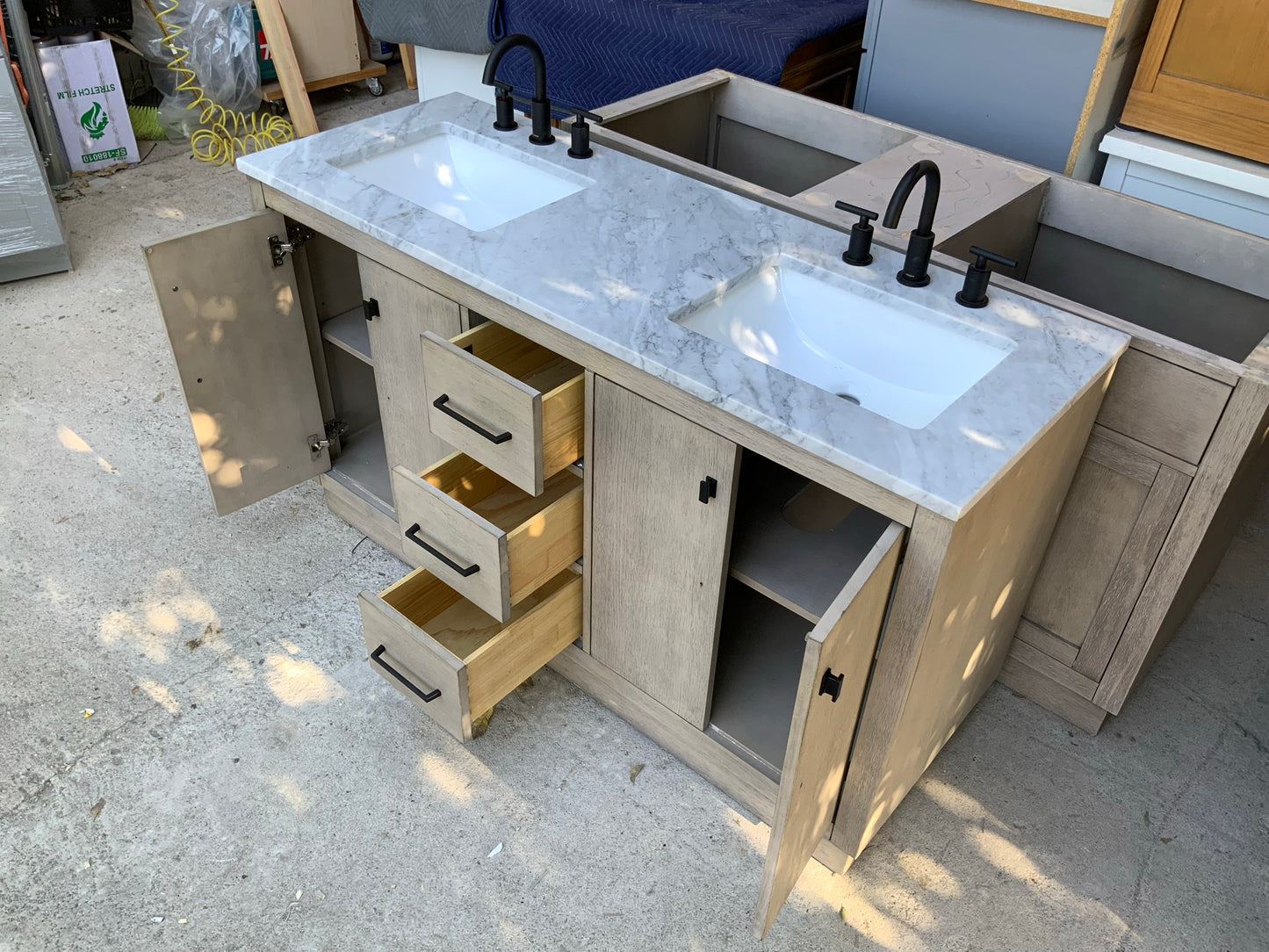 [CLEARANCE] Water Creation Hugo Grey Oak 60" Bathroom Vanity [BASE ONLY]