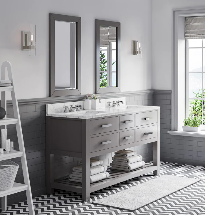 [CLEARANCE] Water Creation Madalyn Cashmere Grey 60" Bathroom Vanity [BASE ONLY]