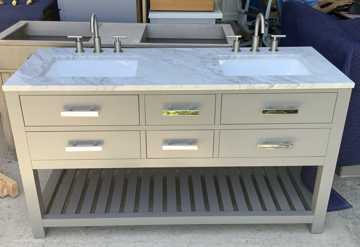 [CLEARANCE] Water Creation Madalyn Cashmere Grey 60" Bathroom Vanity [BASE ONLY]