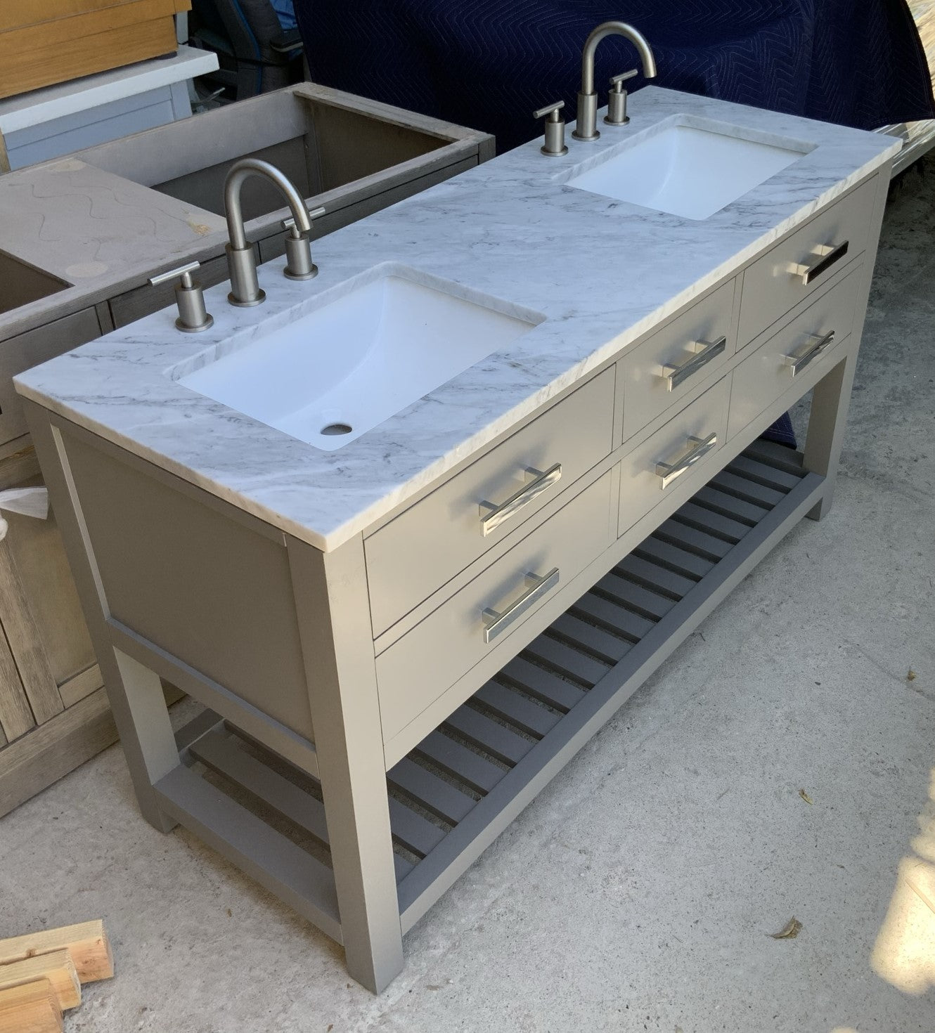 [CLEARANCE] Water Creation Madalyn Cashmere Grey 60" Bathroom Vanity [BASE ONLY]