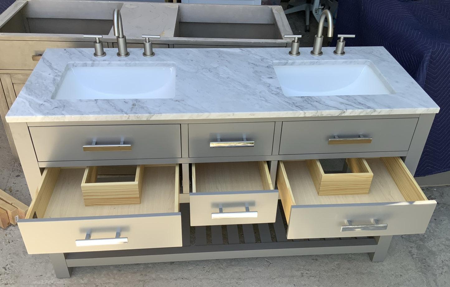 [CLEARANCE] Water Creation Madalyn Cashmere Grey 60" Bathroom Vanity [BASE ONLY]
