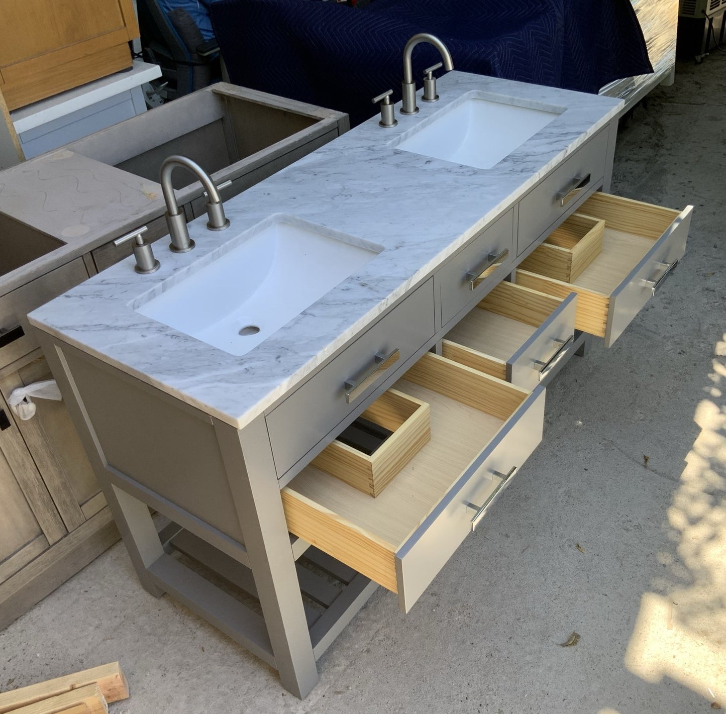 [CLEARANCE] Water Creation Madalyn Cashmere Grey 60" Bathroom Vanity [BASE ONLY]