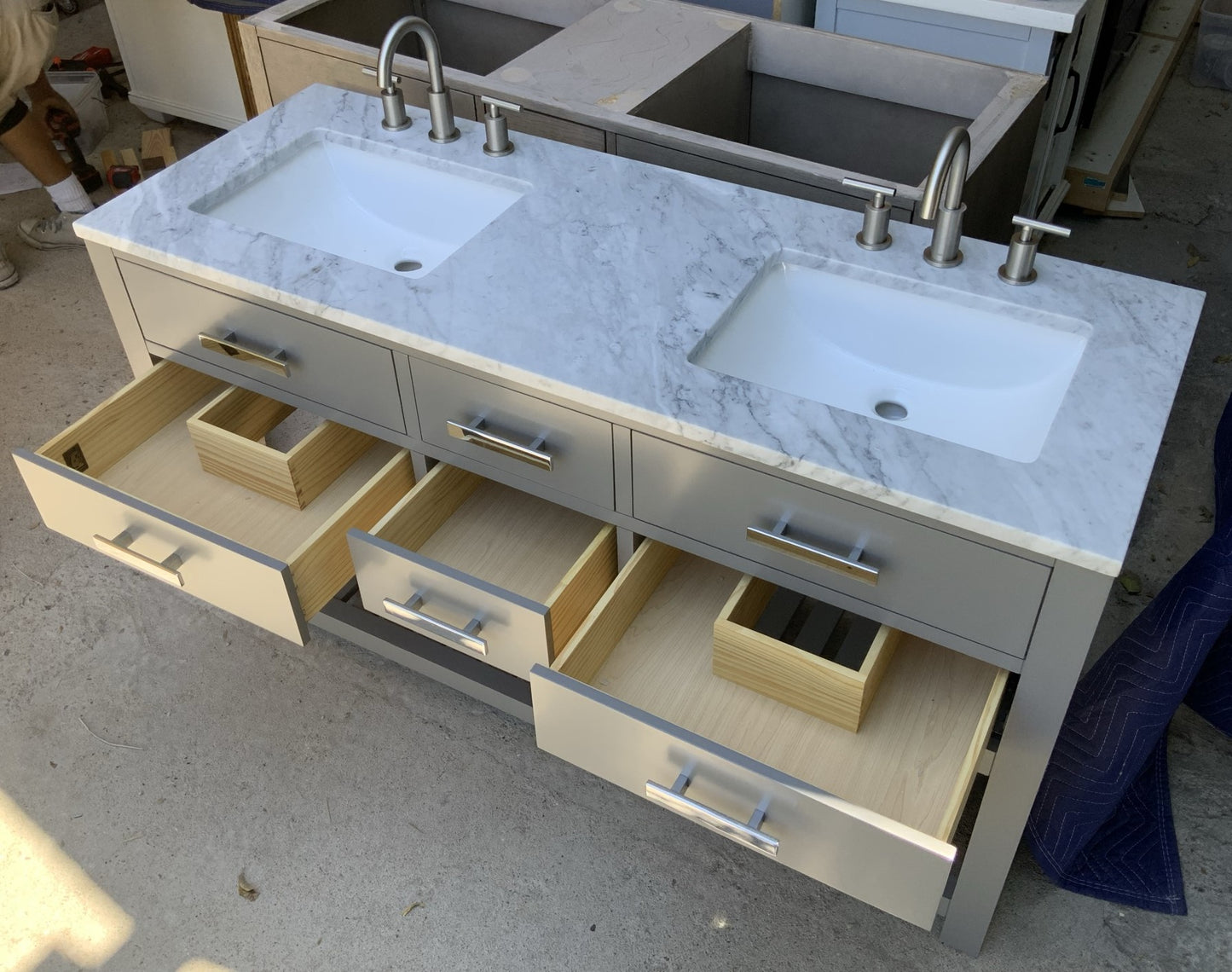 [CLEARANCE] Water Creation Madalyn Cashmere Grey 60" Bathroom Vanity [BASE ONLY]