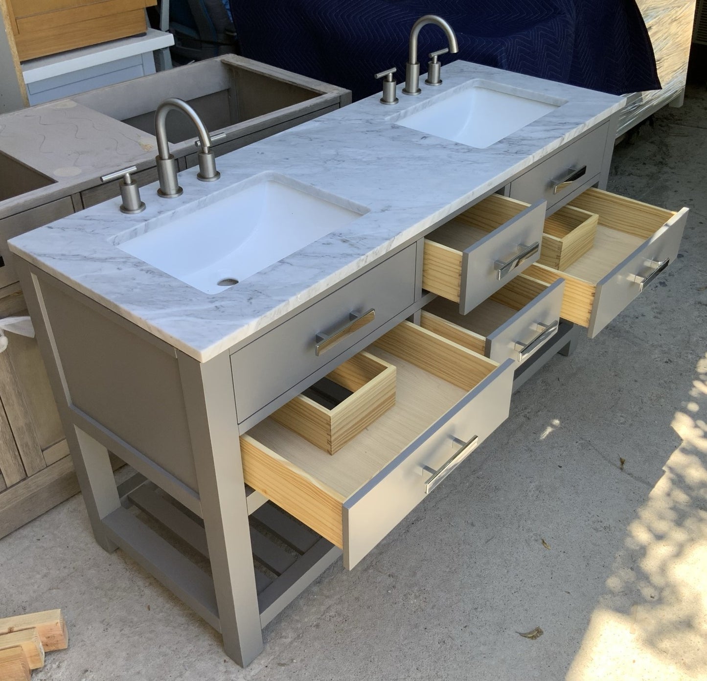 [CLEARANCE] Water Creation Madalyn Cashmere Grey 60" Bathroom Vanity [BASE ONLY]