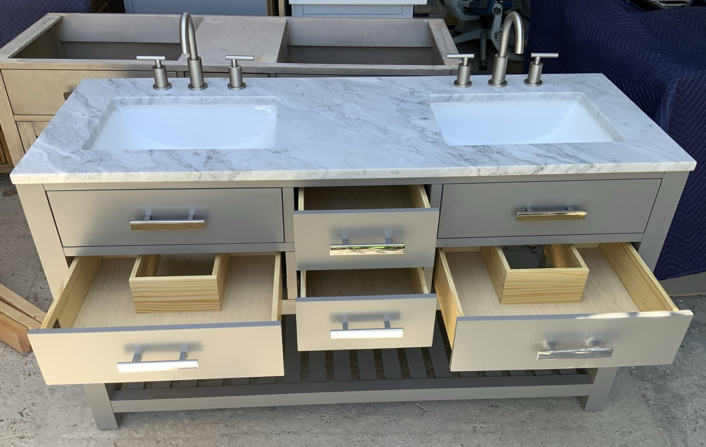 [CLEARANCE] Water Creation Madalyn Cashmere Grey 60" Bathroom Vanity [BASE ONLY]