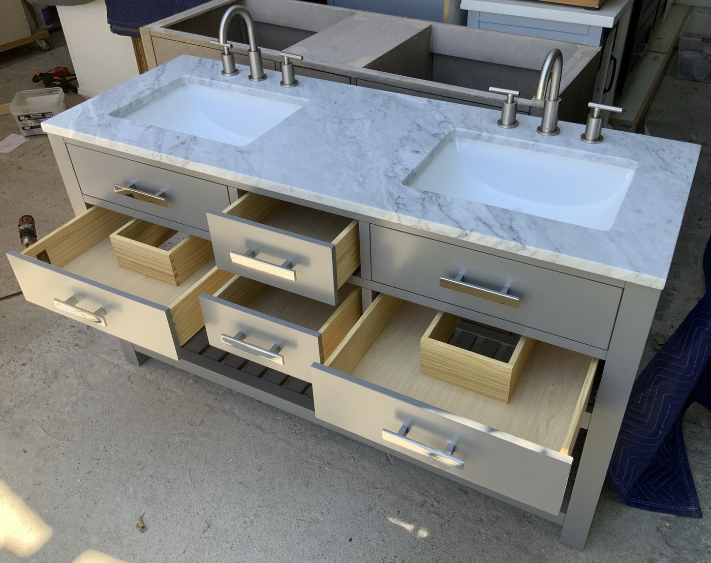 [CLEARANCE] Water Creation Madalyn Cashmere Grey 60" Bathroom Vanity [BASE ONLY]