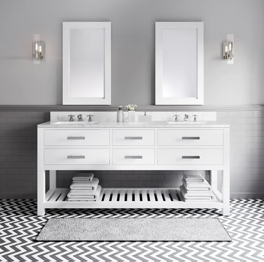 [CLEARANCE] Water Creation Madalyn Pure White 72” Bathroom Vanity [BASE ONLY]