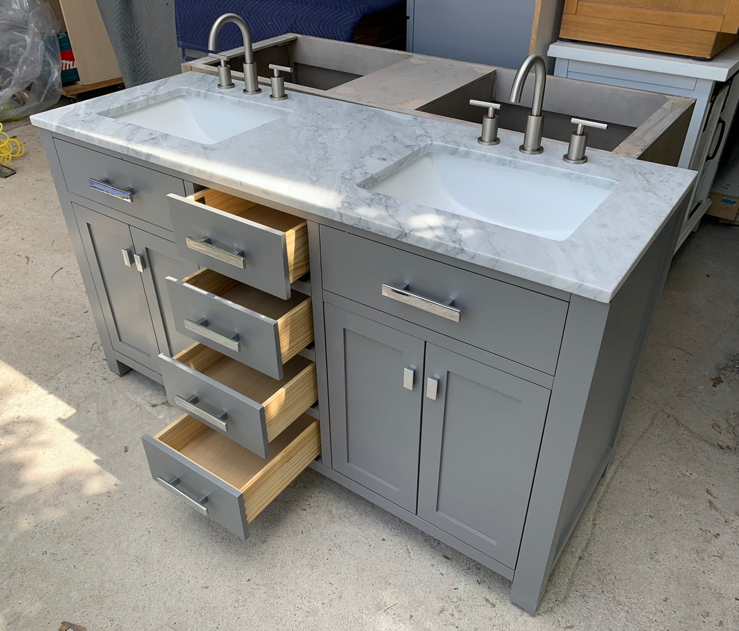 [CLEARANCE] Water Creation Madison Cashmere Grey 60" Bathroom Vanity [BASE ONLY]