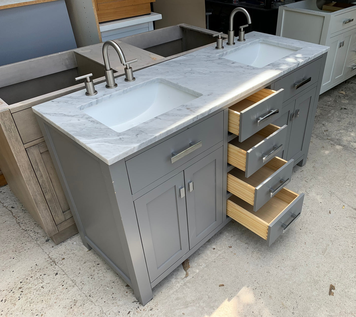 [CLEARANCE] Water Creation Madison Cashmere Grey 60" Bathroom Vanity [BASE ONLY]