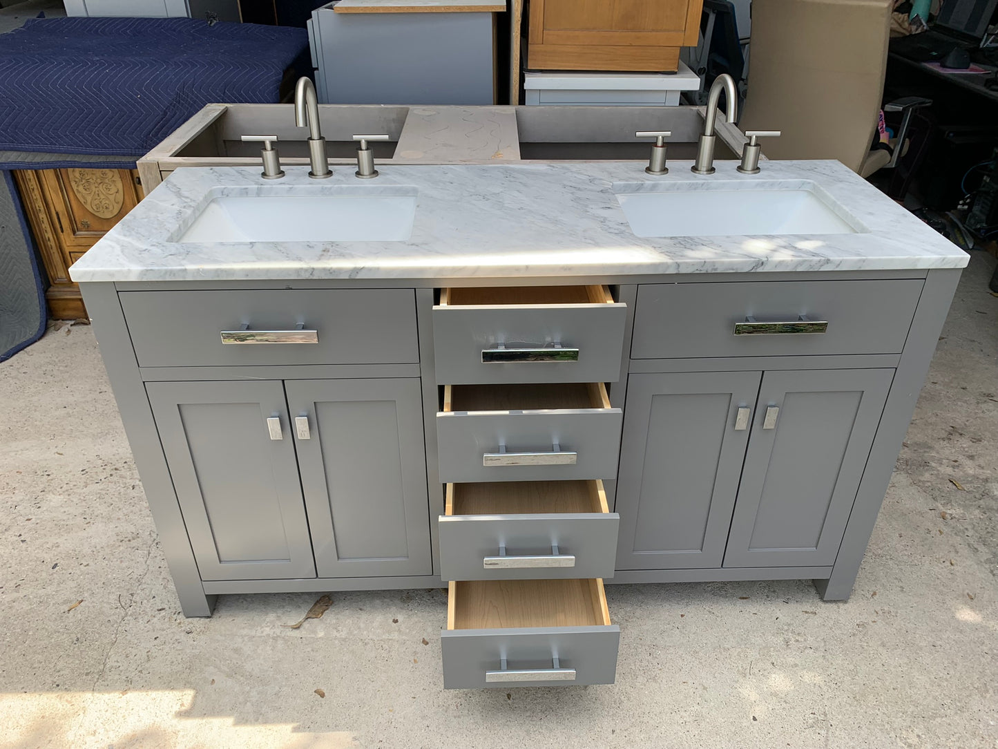 [CLEARANCE] Water Creation Madison Cashmere Grey 60" Bathroom Vanity [BASE ONLY]