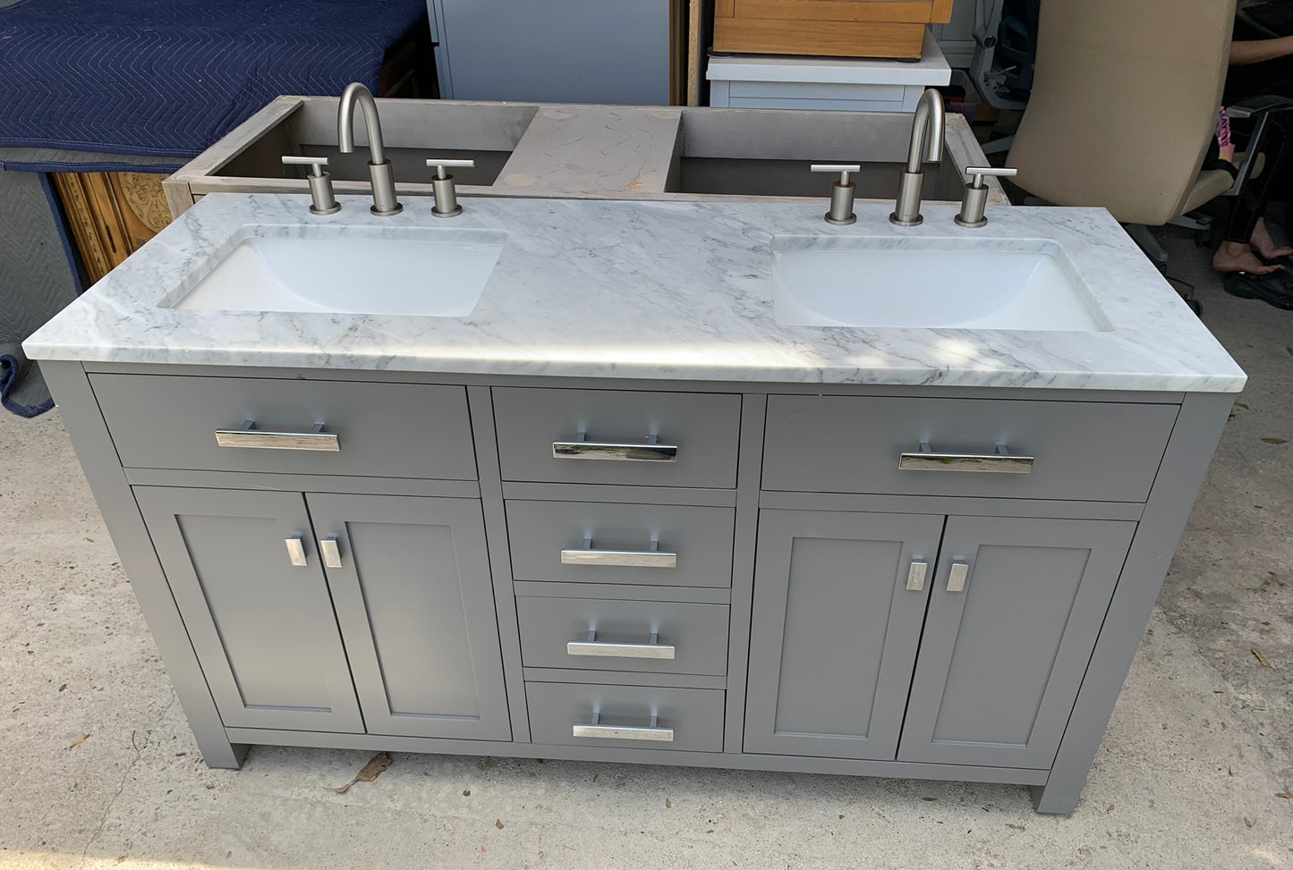 [CLEARANCE] Water Creation Madison Cashmere Grey 60" Bathroom Vanity [BASE ONLY]