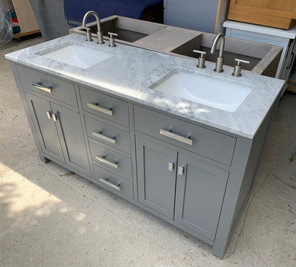 [CLEARANCE] Water Creation Madison Cashmere Grey 60" Bathroom Vanity [BASE ONLY]
