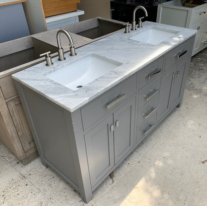 [CLEARANCE] Water Creation Madison Cashmere Grey 60" Bathroom Vanity [BASE ONLY]