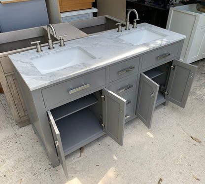 [CLEARANCE] Water Creation Madison Cashmere Grey 60" Bathroom Vanity [BASE ONLY]