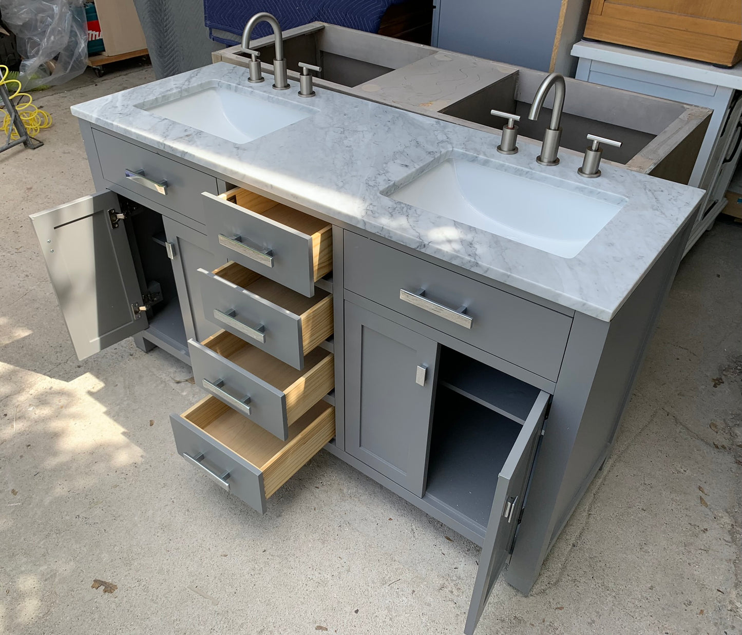[CLEARANCE] Water Creation Madison Cashmere Grey 60" Bathroom Vanity [BASE ONLY]